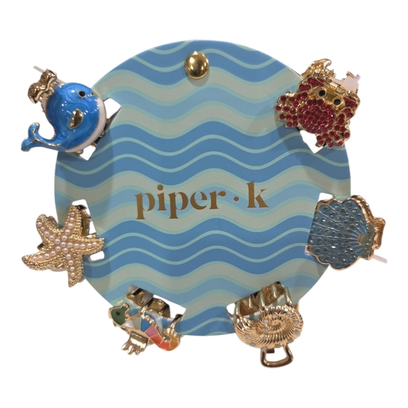 Piper K Accessories - 💙🔹️Piper K 🔹️Ocean-Themed Hair Claw Clips Set  Of 6 Metal